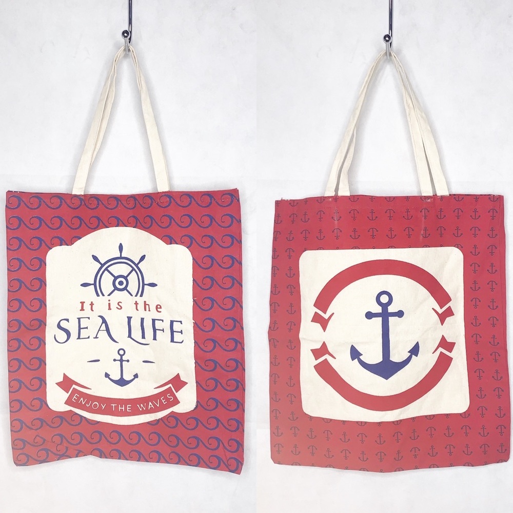 HOME CONCEPTS Seaside Nautical Canvas Bags NWT